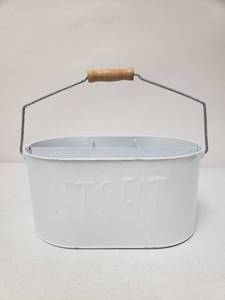 lot 6721 image: White Metal Lets Eat Utensil Caddy