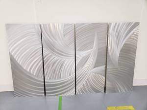 lot 6791 image: 4-Piece Silver Metal Wall Art - 15in W x 36in H Each - 4 Panels