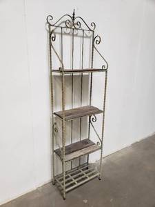 lot 67151 image: Antique Wrought Iron Bakers Rack - 20in W x 10in D x 72in H&nbsp