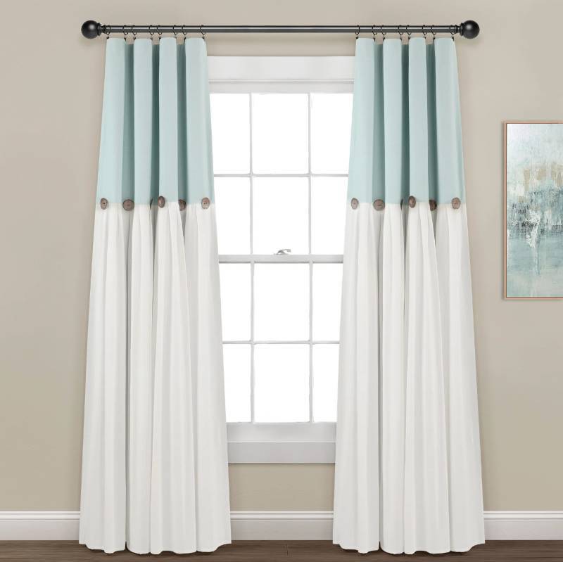 lot 96559 image: Lush Decor Tivona Linen Button Cotton Blend Blackout Curtain Panel - 40in W x 84in H