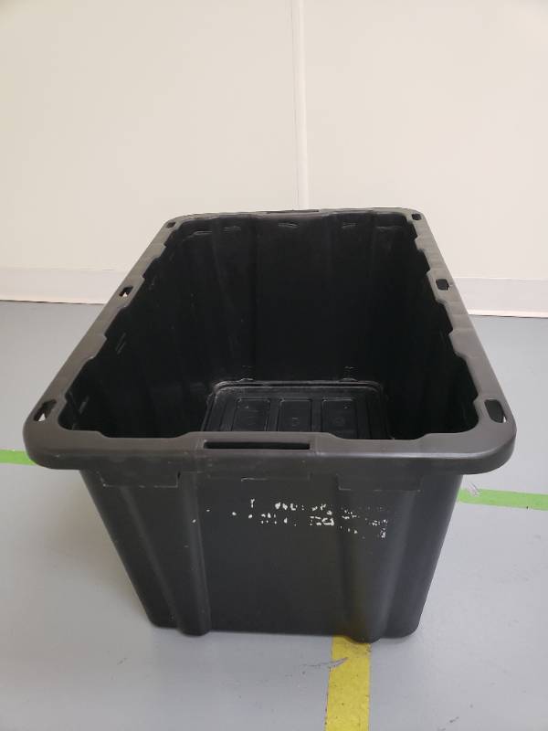 lot 96767 image: HDX Black Storage Tote - 28.6in W x 19.6in L x 15in H