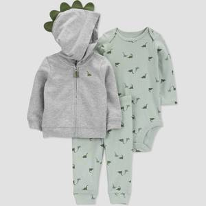 lot 6838 image: Carters Baby Boys Dino Long Sleeve Top and Bottom Set - Green - 9M