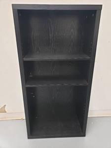 lot 6841 image: Black Solid Wood Bookshelf - 24in W x 12in D x 47.5in H