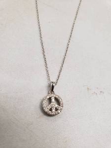 lot 6854 image: Small Rhinestone Peace Sign Necklace