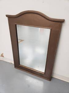 lot 6886 image: Large Bronze Wood Framed Wall Mounted Mirror - 30.5in W x 42in H