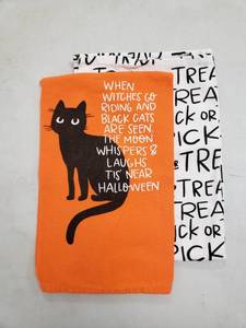 lot 6895 image: Halloween Dish Towel - Set of 2 - Trick Or Treat and Black Cat
