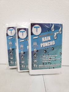 lot 68106 image: One Size Fits All Rain Poncho - Set of 3 - White