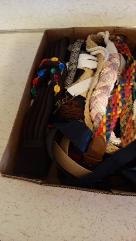 lot 287 image: box of belts - craft stuff
