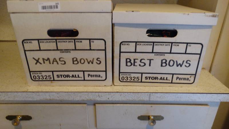 lot 341 image: boxes of Christmas bows