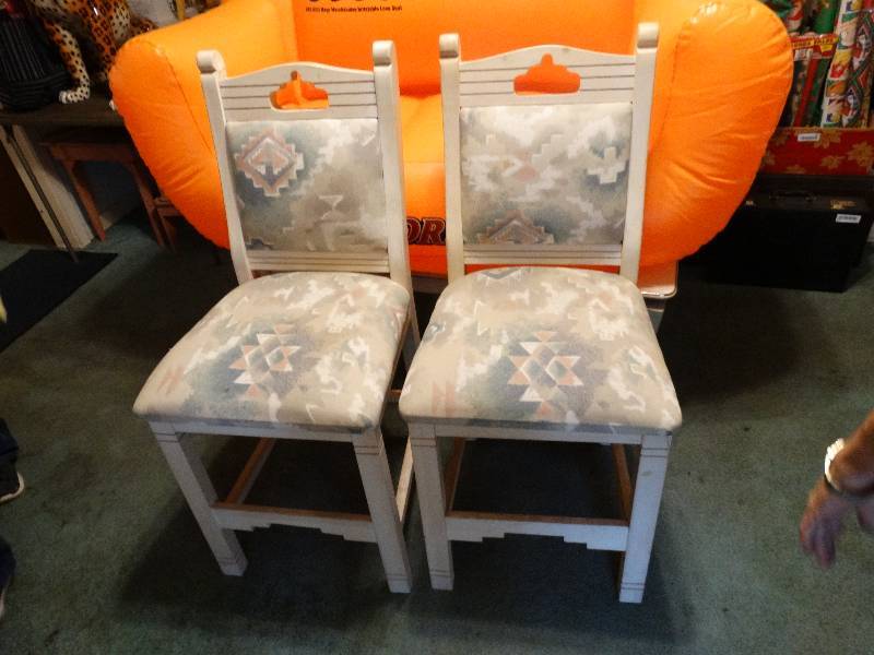 lot 374 image: Solid wood bar stools.