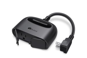 lot 66953 image: Kasa Outdoor Smart Plug, Smart Home Wi-Fi Outlet with 2 Sockets, IP64 Weather Resistance, Compatible with Alexa, Google Home & IFTTT, No Hub Required, ETL Certified(EP40), Black