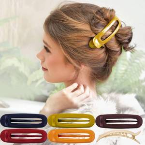 lot 66956 image: RC ROCHE ORNAMENT 6 Pcs Womens French Barrette Classic Duckbill Alligator Eyelet Oval Hair Decor Clips Side Slide Firm Grip Beauty Accessory Plastic Styling Pin Clamps, Medium Classic Multicolor