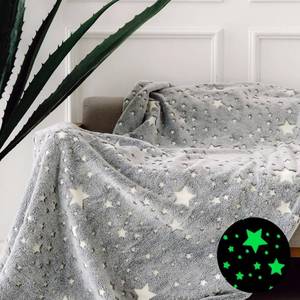 lot 66961 image: FORESTAR Glow in The Dark Star Blanket for Boys, Soft Warm Furry Throw Blanket, Christmas Birthday Gifts for Kids and Toddlers, 50�60 Gray Star