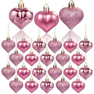 lot 66962 image: 36Pcs Valentines Day Heart Shaped Ornaments - Rose Gold Heart Tree Ornaments Hanging Hearts Baubles for Valentines Day Wedding Anniversary Hanging Decorations
