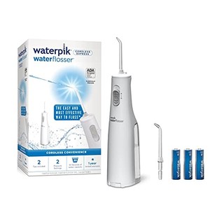 lot 66967 image: Waterpik Cordless Water Flosser, Battery Operated & Portable for Travel & Home, ADA Accepted Cordless Express, White WF-02