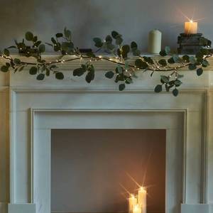 lot 66971 image: Fudios Lighted Twig Eucalyptus Garland 6FT 96 Warm White LED Battery Operated with Timer for Mantle Fireplace Wedding Party Spring Bedroom Decoration Indoor Outdoor Use