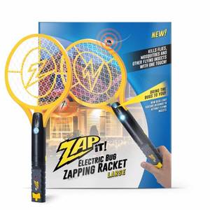 lot 66975 image: ZAP IT Bug Zapper Rechargeable Bug Zapper Racket W Blue Light Attractant, 4,000 Volt, Charging Cable NOT Included