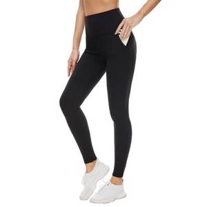 lot 66990 image: High Waisted Leggings for Women with Pockets-Womens Black Seamless Workout Leggings Running Tummy Control Yoga Pants 1Pack Black Leggings with Pockets S-M