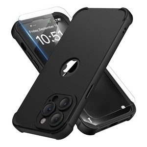 lot 66994 image: ORETECH for iPhone 14 Pro Case, with 2 x Screen Protectors 10 Ft Military Grade Drop Test Camera Protection 360° Shockproof Slim Thin Phone Case iPhone 14 Pro Cover 6.1 - Black