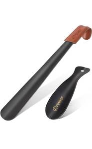lot 66995 image: ZOMAKE Metal Shoe Horn, Long Handle Shoe Horn for Seniors 16.5 with 2 Piece Travel Shoe Horn