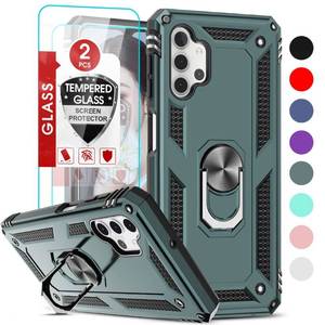 lot 66996 image: LeYi for A32 5G Phone Case, Galaxy A32 5G Case with 2 Pack Tempered Glass Screen Protector, Military-Grade Magnetic Ring Kickstand Protective Phone Case for Samsung A32 5G (Not Fit 4G), Green