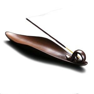 lot 67780 image: 9 Length Incense Stick Holder with 3 Holes, Ceramic Incense Ash Cather for Counters, Meditation Room, Yoga, Home, Office (Brown)