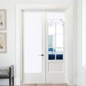 lot 67797 image: PONY DANCE Door Cover for French Door, W25 x L72 inch Room Darkening Tricia Door Window Curtains for Patio French Door Front Door Tie up Shade for Sightseeing, 1 Panel, Pure White