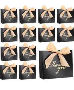 lot 67806 image: Wesiti -80 Pack Small Thank You Gift Bags Goodie Favor Bags with Bow 4.53 x 1.77 x 3.94 Inch Paper Bags for Gift Wrap(Black Foil)