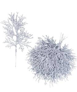 lot 67807 image: Winlyn 15 Pcs Silver Glitter Artificial Cedar Sprigs Picks Faux Cedar Branches Stems Christmas Tree Picks Sprays 15.4 H for Silver Christmas Tree Wreath Swag Winter Wedding Bouquet Centerpiece D�cor