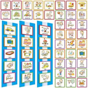 lot 67808 image: -60 Pieces Visual Schedule Cards Chart Routine Cards Autism Learning Materials with Back Board and Hook and Loop for Home, School, Preschool Children, ADHD, Autism (Blue) One Blue Strip & Velcro Circles Not Included