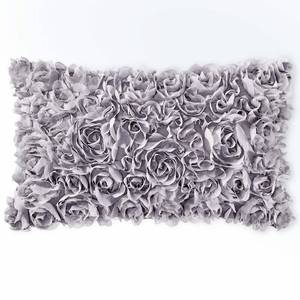 lot 67812 image: MIULEE 3D Decorative Spring Romantic Stereo Chiffon Rose Flower Pillow Cover Solid Square Pillowcase for Sofa Bedroom Car 12x20 Inch 30x50 cm Grey Gifts Valentines Day