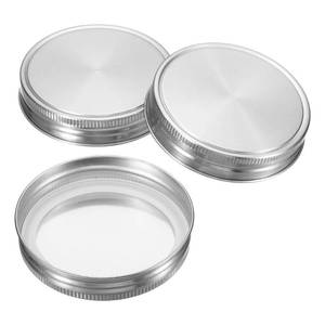 lot 67817 image: PATIKIL 86mm Wide Mouth Stainless Steel Mason Jar Lids, 1Set3 Pack Canning Jars Caps with Silicone Sealing Ring for Kitchen Storage