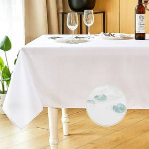 lot 67831 image: Mebakuk Rectangle Table Cloth Linen Farmhouse Tablecloth Waterproof Anti-Shrink Soft and Wrinkle Resistant Decorative Fabric Table Cover for Kitchen (60 x 84 (6-8 Seats), White)