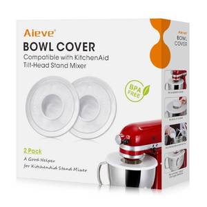 lot 67832 image: AIEVE Mixer Bowl Covers, Mixer Splatter Guard Lids for KitchenAid 4.5-5Qt Tilt-Head Stand Mixer(2 Pack)