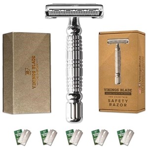 lot 67843 image: VIKINGS BLADE Double Edge Safety Razor, Quick Release Head  Luxury Case. Smooth, Reusable, Eco-Friendly (The Chieftain)