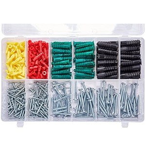 lot 67848 image: T.K.Excellent Plastic Drywall Wall Anchors Kit with Screws,and Ribbed Anchors Assortment Screws Kit,400Pcs