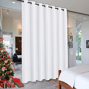 lot 67856 image: RYB HOME Blackout Curtains Soundproof Energy Saving Insulating Privacy Room Divider Curtains for Patio Sliding Glass Door Living Room Garage Home Theatre Large Window, W 150 x L 90 inches, Pure White