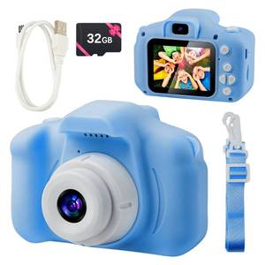 lot 67858 image: Kids Camera for Boys and Girls - BELLOCHIDDO Toddler Camera for Kids Toy Gift, Children Camera Christmas Birthday Gifts for Age 3-8 with 32GB SD Card, Selfie Camera Recorder 1080P IPS 2 Inch(Blue)