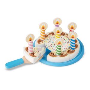 lot 67862 image: Melissa & Doug Birthday Party Cake - Wooden Play Food With Mix-n-Match Toppings and 7 Candles
