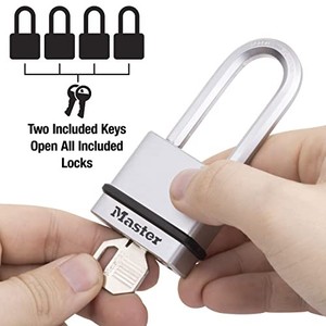 lot 67886 image: Master Lock M530XQLH Magnum Solid Steel Keyed Alike Padlocks, 1-34 in. Wide, 3 Pack Keyed-Alike