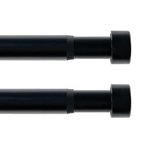 lot 67890 image: 2 Pack Modern Curtain Rod, End Cap Style Design, Curtain Rods for Windows 48 to 84 Inch, for Indoor and Outdoor, Adjustable from 35 to 75 Inches, Black