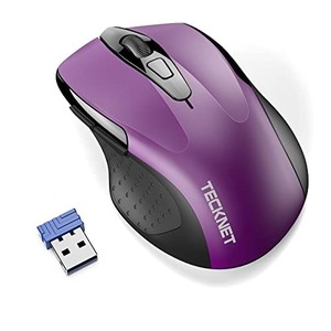 lot 67894 image: TECKNET Wireless Silent Mouse, Quiet Click, 2.4G Optical Cordless Mouse, 6 Adjustable 4000 DPI, Computer Mouse for Laptop, Chromebook - Purple