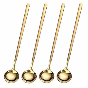 lot 67900 image: 4 PCS 6.7 Inches Coffee Spoons, Stirring Spoons, Tea Spoons Long Handle, Gold Teaspoons, Gold Spoons, Ice Tea Spoons, Long Spoons for Stirring, Gold Espresso Spoons Stainless Steel