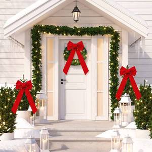 lot 67902 image: Christmas Red Velvet Bow with Bells Velvet Christmas Wreath Bows 22.8 x 11.8 Inch Large Red Christmas Bows Xmas Bow Christmas Tree Decor for Christmas Home Decoration (3)