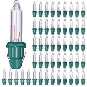 lot 67924 image: Mudder 50 Pcs Replacement Mini Light Bulbs Christmas Tree 2.5 V Incandescent String Light Bulbs Glass Lights with Base Indoor Outdoor Xmas Decor, 0.17 Ampere, 0.425 Watt (Clear,Green)