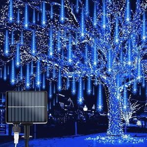lot 67931 image: iBaycon Solar Meteor Shower Rain Lights, 11.8 inches 20 Tubes 480 LED Cascading LED Icicle Lights, Waterproof Solar icecycle Lights with Timer for Holiday Party Wedding Christmas Decorations