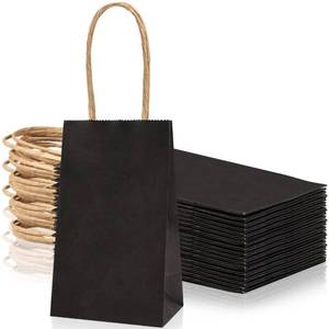lot 67933 image: Moretoes 60pcs Small Black Paper Bags 6x3.5x2.4 Inches Mini Kraft Gift Bags with Handles Bulk, Party Favor Bags Goodie Bags, Merchandise Bags for Business, Shopping, Retail, Small Gifts