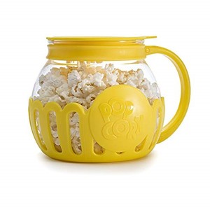 lot 67937 image: Ecolution Patented Micro-Pop Microwave Popcorn Popper with Temperature Safe Glass, 3-in-1 Lid Measures Kernels and Melts Butter, Made Without BPA, Dishwasher Safe, 1.5-Quart, Yellow