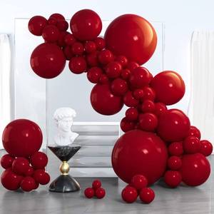 lot 67939 image: PartyWoo Ruby Red Balloons, - 100 pcs Dark Red Balloons Different Sizes Pack of (-) 36 Inch 18 Inch 12 Inch 10 Inch 5 Inch Maroon Balloons for Balloon Garland or Balloon Arch as Party Decorations, Red-Y75