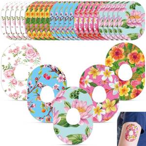 lot 67950 image: Panelee 25 Pcs Adhesive Patch Compatible with Dexcom Sweatproof Colorful Floral Variety Pre Cut Adhesive Tape, Glucose Monitor Protection (G7)